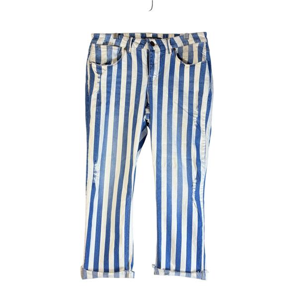 Vintage Max Jeans Blue White Striped Size 10 - Picture 1 of 7